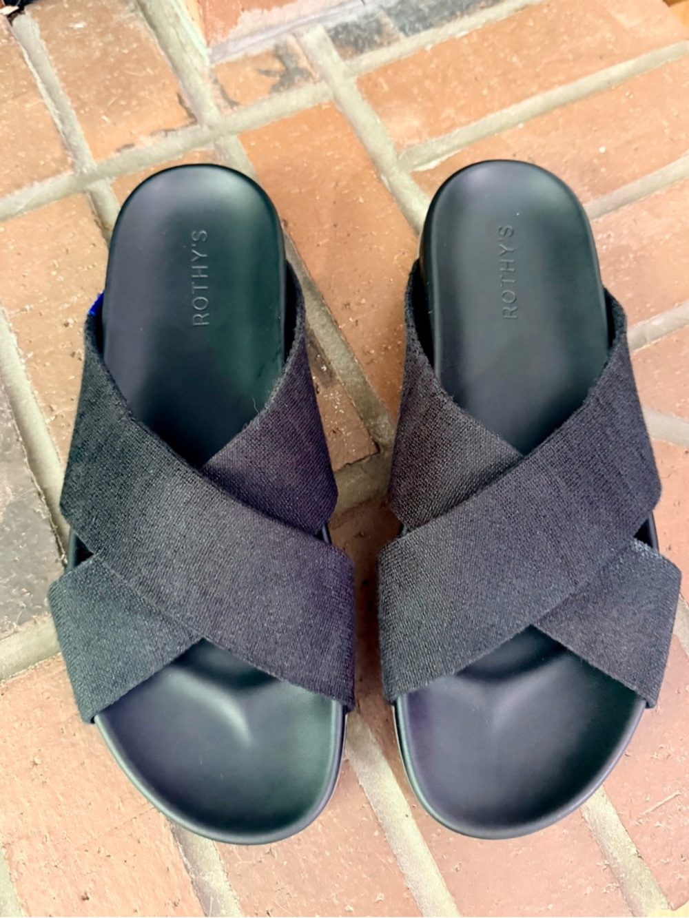 Rothy's Women's Black Cross-Band Slide Sandals